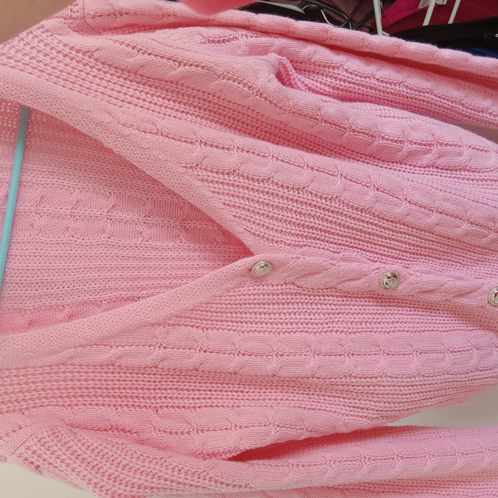 Pink Cable Knit Women's Sweater Large